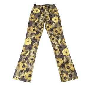 Vintage 90’s TARK 1 Y2K Paris Shiny Floral Trouser Pants Size T2 XS France